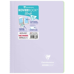 Тетрадь 80л., А4, клетка на гребне Clairefontaine "Koverbook Blush", 90г/м2,пластик. обложка, сиреневая