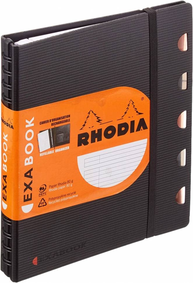 Блокнот Rhodiactive Exabook, 160х210 мм, черный, ПП  обложка, линия, 80л, белый, микроперф., 90г/м2,,
