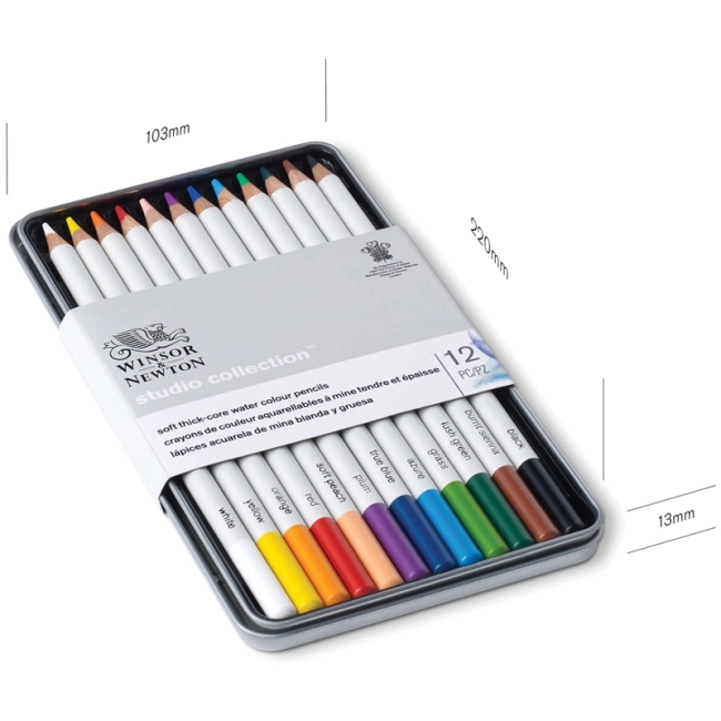 Набор акварельных карандашей 12 цветов, металлическая коробка