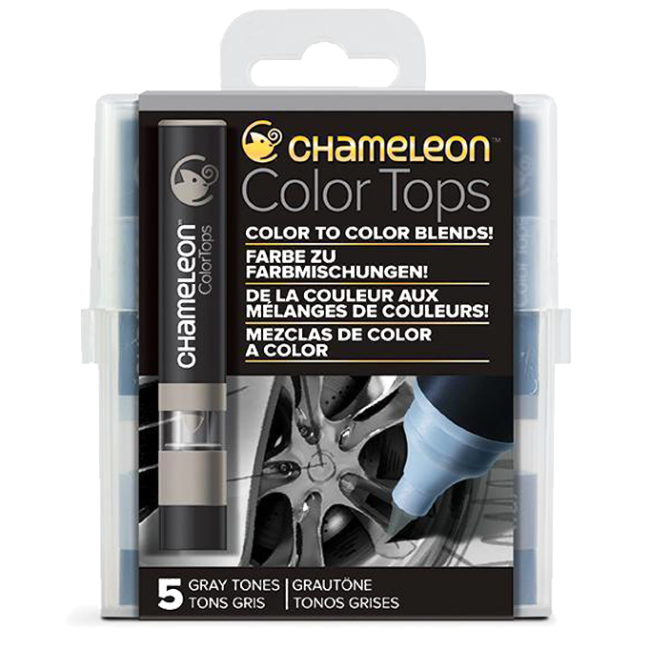 Набор цветовых блендеров "Chameleon" Gray Tones, серые тона 5 шт.