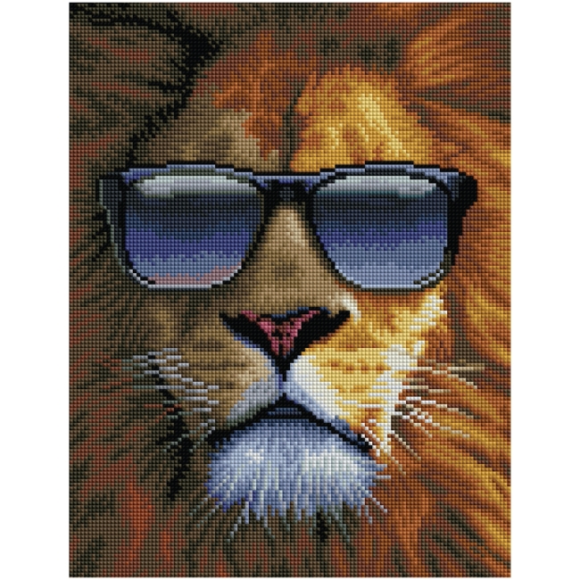 Алмазная мозаика ТРИ СОВЫ "Модный лев", 30*40см, холст на деревянном подрамнике, картонная коробка с пластиковой ручкой Алмазная мозаика ТРИ СОВЫ "Модный лев", 30*40см, холст на деревянном подрамнике, картонная коробка с пластиковой ручкой