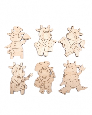 Набор заготовок для декорирования Бычки Символ 2021 года 9-9,5см