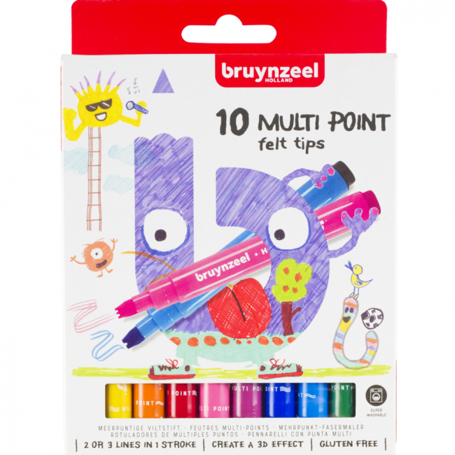 Фломастеры с 3D пером Bruynzeel Kids Multi Point набор 10 штук купить в художественном магазине ArtCraft.Space с доставкой по всему миру