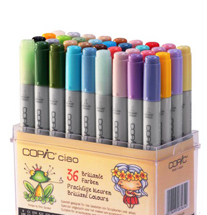 Набор маркеров Copic Ciao Brilliant Colours 36 штук с кистью в кейсе (яркие цвета) купить в художественном магазине ArtCraft.Space с доставкой по РФ и СНГ