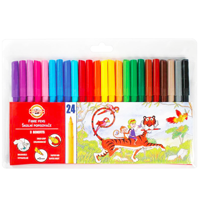 Фломастеры смываемые Koh-I-Noor Звери набор 24 цвета купить в художественном магазине ArtCraft.Space