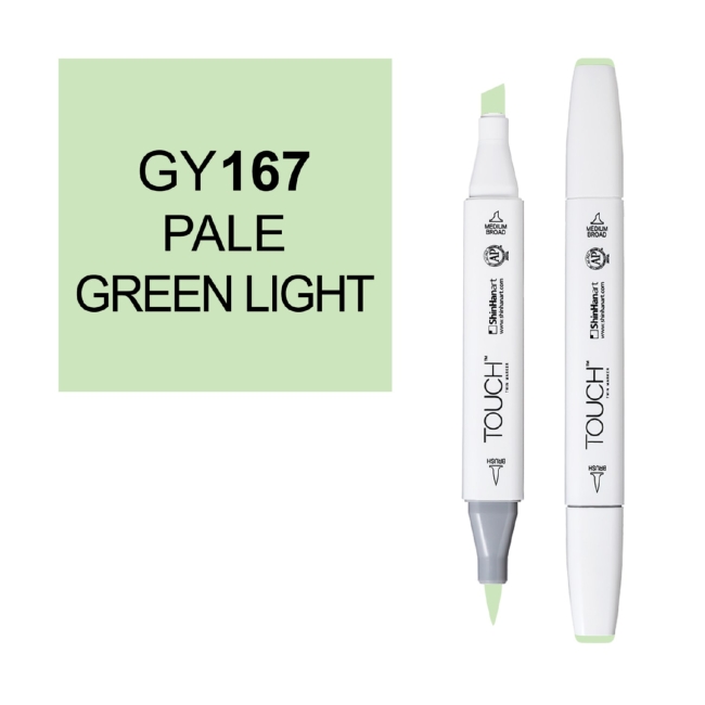 Маркер двухсторонний спиртовой  TOUCH TWIN BRUSH GY167 Зеленый светлый бледный