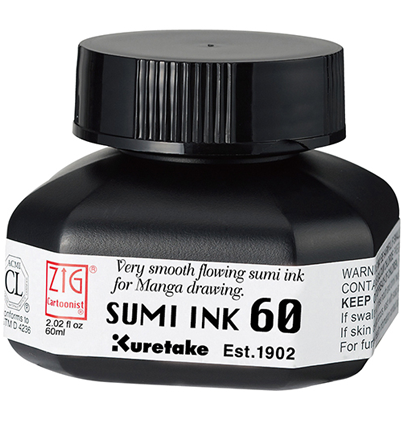 Тушь ZIG Kuretake Sumi Ink для каллиграфии черная на водной основе 60 мл купить в художественном магазине ArtCraft.Space с доставкой по РФ и СНГ