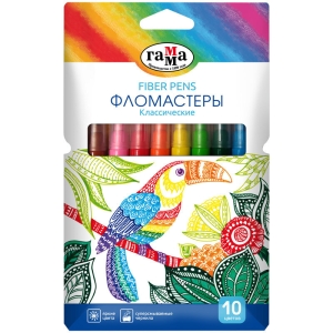 Фломастеры Гамма "Классические", 10цв., смываемые, картон. упак., европодвес