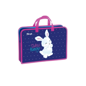 Папка с ручками 1 отделение, А4 Forst "Sweet bunny", 340*245*75мм, пластик, на молнии
