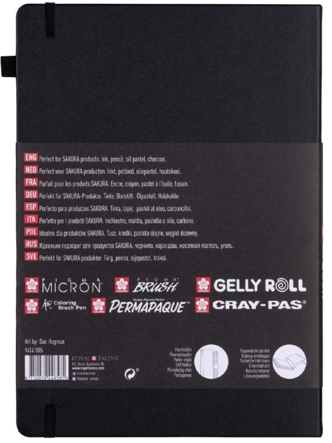 Скетчбук Sakura Sketch / Note с черной гладкой бумагой для рисования А4 / 80 листов / 140 гм купить в художественном магазине ArtCraft.Space с доставкой по РФ и СНГ