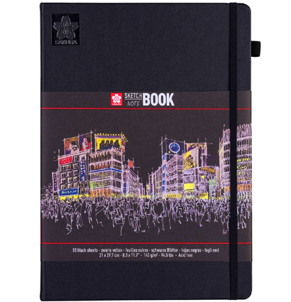 Скетчбук Sakura Sketch&Note с черной гладкой бумагой А4 / 80 листов / 140 гм купить в художественном магазине ArtCraft.Space с доставкой по всему миру