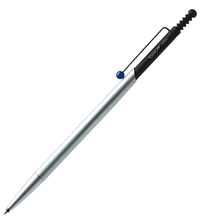 Ручка шариковая автоматическая Tombow ZOOM 727 черная (корпус серебряный,черный,синий, линия 0.7мм) подарочная упаковка