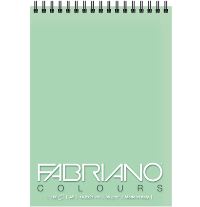 Блокнот с зеленой бумагой Fabriano Colours на пружине для зарисовок А4 / 100 листов / 80 гм купить в художественном магазине ArtCraft.Space с доставкой по РФ и СНГ