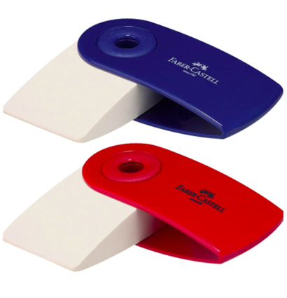 Ластик белый с пластиковым держателем Faber-Castell Sleeve для карандашей, зеленый купить в художественном магазине ArtCraft.Space с доставкой по РФ и СНГ