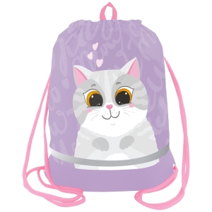 Мешок для обуви 1 отделение Berlingo "Cute cat", 510*400мм, расшир. дно, светоотражающая лента, карман на молнии