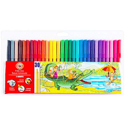 Фломастеры смываемые Koh-I-Noor Звери набор 30 цветов купить в художественном магазине ArtCraft.Space