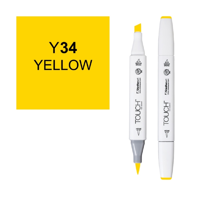 Маркер двухсторонний спиртовой  TOUCH TWIN BRUSH Y34 Желтый