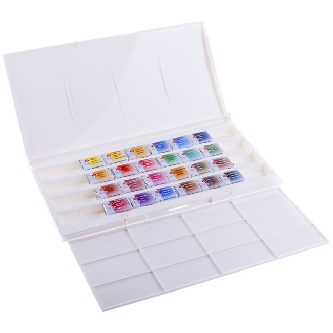 Акварель Белые ночи, художественная, 24 цвета, кюветы, пластик, палитра