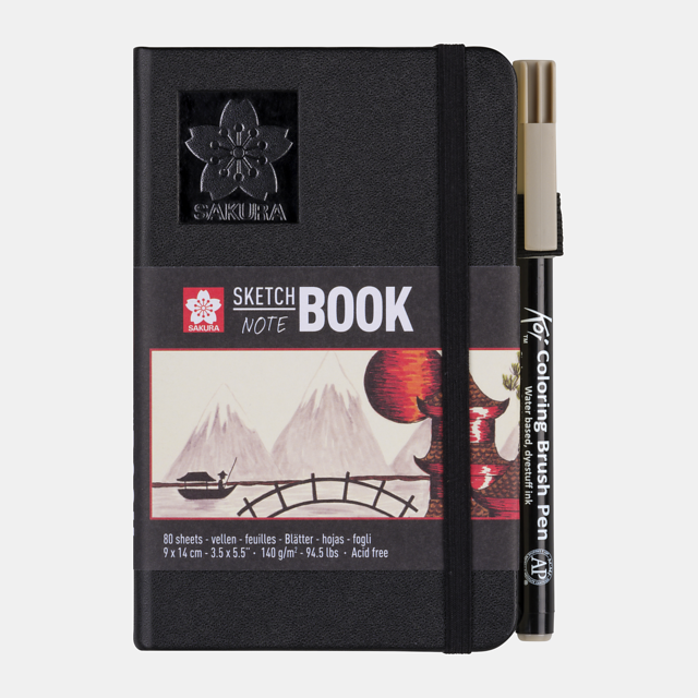 Скетчбук Sakura Sketch / Note черный с гладкой бумагой для рисования А6 / 80 листов / 140 гм купить в художественном магазине ArtCraft.Space с доставкой по РФ и СНГ