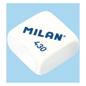 Ластик MILAN 430 прямоугольный 28*28*13 мм из синтетического каучука для стирания графита, цвета в ассортименте: белый, розовый