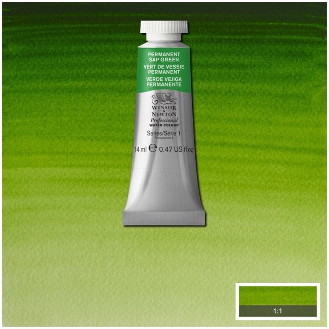 Акварель художественная, 14 мл, зеленая крушина, перманентный