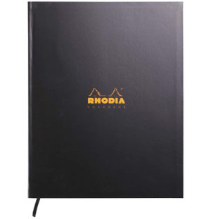 Блокнот Rhodiactive Exabook, 225х297 мм, черный, твердая обложка, клетка, 80л, белый, микроперф., 90,