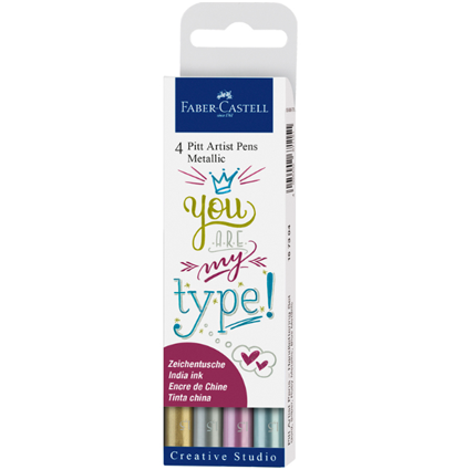 Набор линеров для леттеринга "Металлик" Faber-Castell Pitt Artist Pen 4 штуки купить в художественном магазине ArtCraft.Space с доставкой по РФ и СНГ