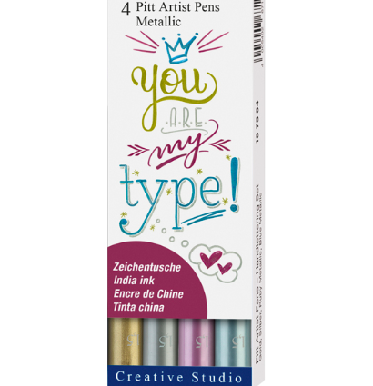 Набор линеров для леттеринга "Металлик" Faber-Castell Pitt Artist Pen 4 штуки купить в художественном магазине ArtCraft.Space с доставкой по РФ и СНГ Набор линеров для леттеринга "Металлик" Faber-Castell Pitt Artist Pen 4 штуки купить в художественном магазине ArtCraft.Space с доставкой по РФ и СНГ
