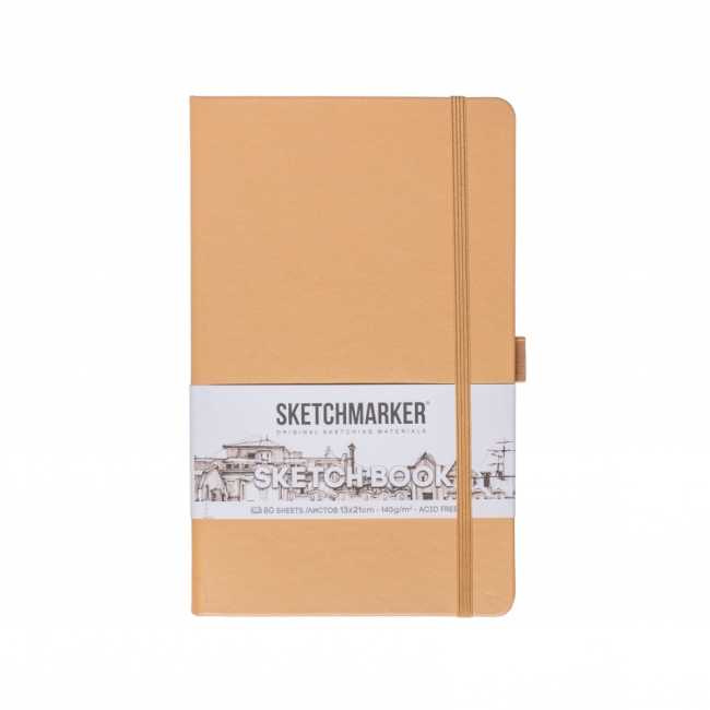 Блокнот для зарисовок Sketchmarker 140г/кв.м 13*21см 80л твердая обложка Капучино