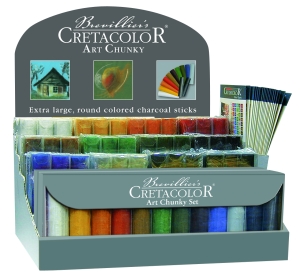 Картонный дисплей  "ART CHUNKY" для цветных угольных брусков, состав 12 цветов по 6 шт. + 3 набора "ART CHUNKY" (497 99А) + брошюрки