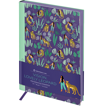 Записная книжка А5 80л. ЛАЙТ, кожзам, Greenwich Line "Vision. Lovely leopard", тон. блок, цв. срез Записная книжка А5 80л. ЛАЙТ, кожзам, Greenwich Line "Vision. Lovely leopard", тон. блок, цв. срез