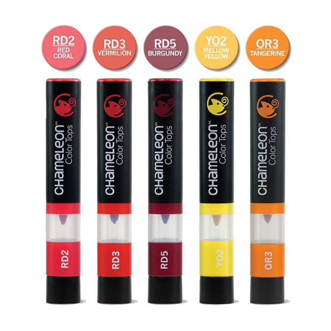 Набор цветовых блендеров "Chameleon" Warm Tones, теплые оттенки  5 шт.