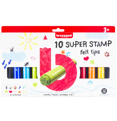 Набор фломастеров со штампами Bruynzeel Super Stamp 10 цветов  купить в магазине маркеров ArtCraft.Space