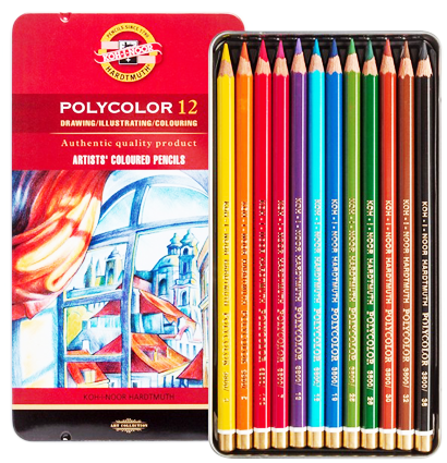 Карандаши цветные Polycolor Koh-I-Noor набор 12 цветов в пенале купить в художественном магазине ArtCraft.Space