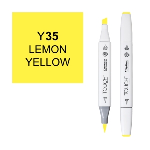 Маркер двухсторонний спиртовой TOUCH TWIN BRUSH Y35 Желтый лимонный Маркер двухсторонний спиртовой TOUCH TWIN BRUSH Y35 Желтый лимонный