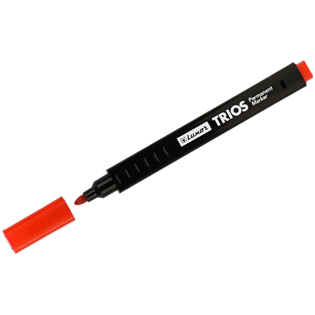 Маркер перманентный Luxor "Trios" красный, пулевидный, 2,5 мм Маркер перманентный Luxor "Trios" красный, пулевидный, 2,5 мм