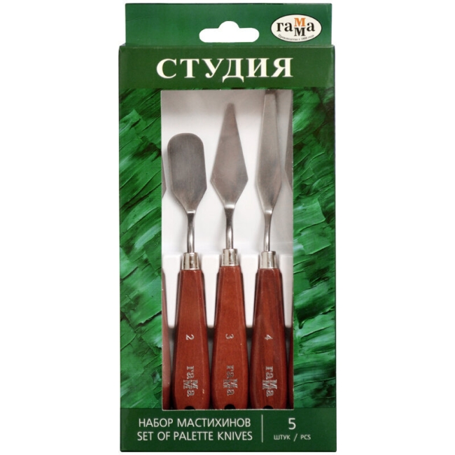 Набор мастихинов Гамма "Студия" 5 штук разной формы купить в художественном магазине ArtCraft.Space