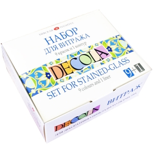 Краски витражные Decola 09 цветов, с контуром, 20мл, картон