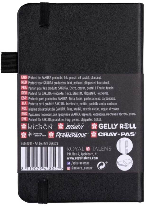 Скетчбук Sakura Sketch / Note с черной гладкой бумагой для рисования А6 / 80 листов / 140 гм купить в художественном магазине ArtCraft.Space с доставкой по РФ и СНГ