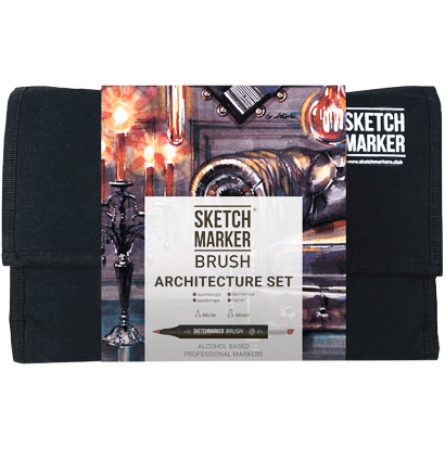 Набор маркеров Sketchmarker Brush / Скетчмаркер Браш "Architecture - Архитектура" 24 цвета в сумке купить в магазине маркеров для рисования ArtCraft.Space с доставкой по РФ и СНГ