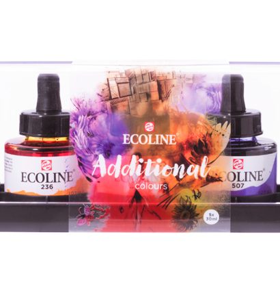 Набор жидкой акварели Ecoline Royal Talens во флаконах 5 цветов, 30 мл для акварельного скетчинга купить в художественном интернет магазине ArtCraft.Space