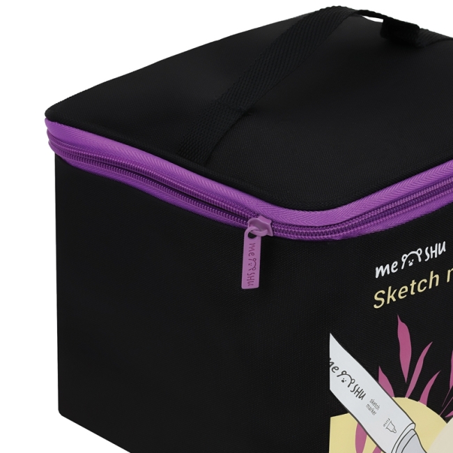 Набор двусторонних маркеров для скетчинга MESHU 100цв., основные цвета, корпус трехгранный, пулевид./клиновид.наконечники, текстильный чехол на молнии Набор двусторонних маркеров для скетчинга MESHU 100цв., основные цвета, корпус трехгранный, пулевид./клиновид.наконечники, текстильный чехол на молнии