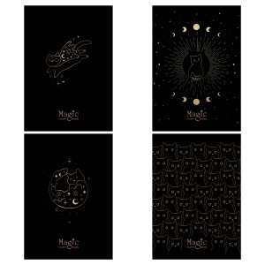 Тетрадь 40л., А5, клетка MESHU "Black cat", матовая ламинация, тиснение фольгой, ЕВРО