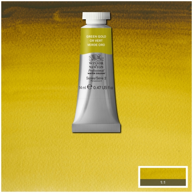 Акварель художественная, 14 мл, зеленый золотой
