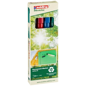 Набор маркеров перманент Edding "25 EcoLine" 4цв., пулевидный, 1,0 мм, картон