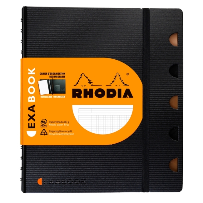 Блокнот Rhodiactive Exabooks 90г/кв.м 16,0х21,0см микроперфорация клетка 80л полипропиленовая обложка черный