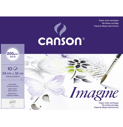 Универсальная бумага для рисования Canson Imagine Mix Media папка 24 х 32 см / 10 листов / 200 гм купить в художественном магазине ArtCraft.Space с доставкой по РФ и СНГ