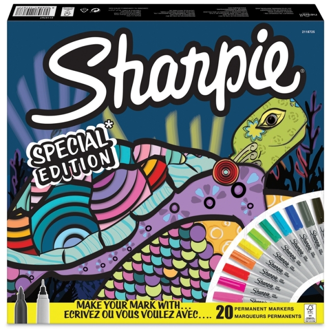 Набор перманентных маркеров Sharpie "Черепаха", 20цв., пулевидный, 0,35/2мм, подар. уп.