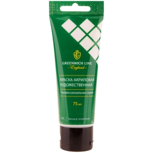 Краска акриловая художественная Greenwich Line, 75мл, белила титановые