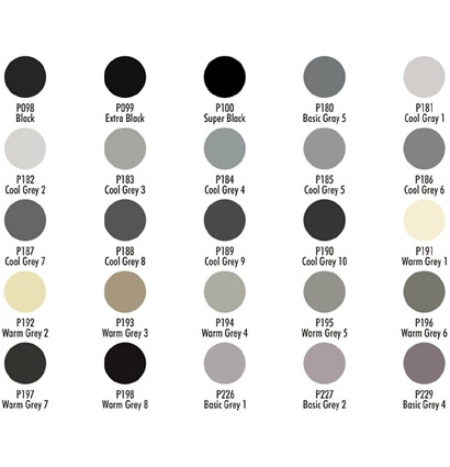 Купить большой набор маркеров для скетчинга Chartpak AD Markers 25 Grays 25 серых оттенков в интернет-магазине товаров для скетчинга ArtCraft.Space